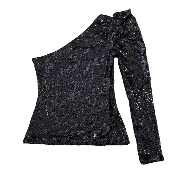 Lovers and Friends Revolve Shaline Black Top Sequin Embellished One Shoulder XS - Picture 6 of 11